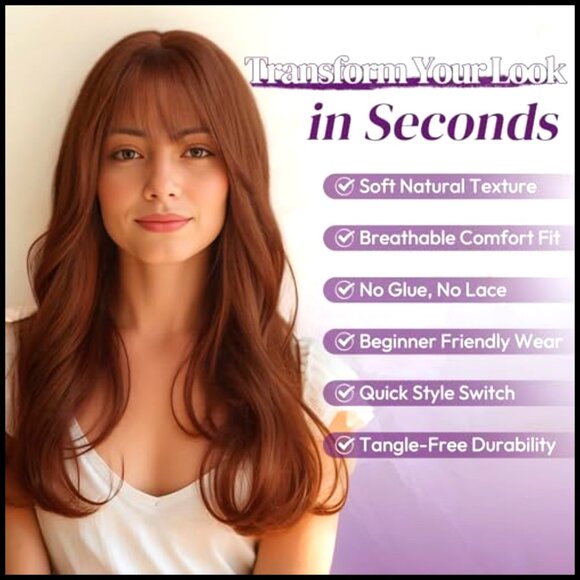 Layered Synthetic Wig with Bangs Wavy Hair Daily Party Halloween Wear